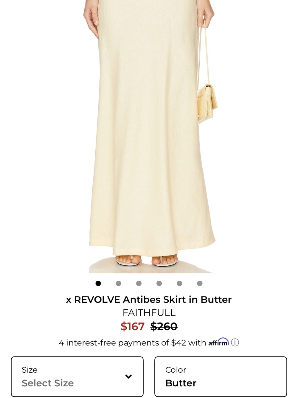 Faithfull the Brand Butter Yellow Maxi Skirt Size 6 - Picture 5 of 5